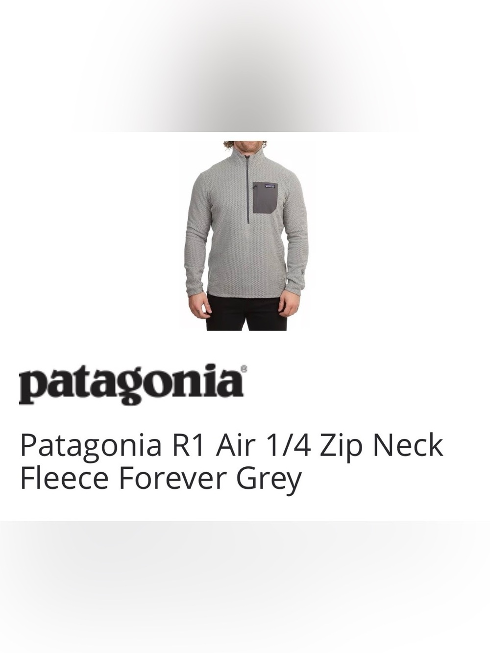 Patagonia Men's Grey/light blue 1/4 Zip Fleece Pullover with Chest Pocket
